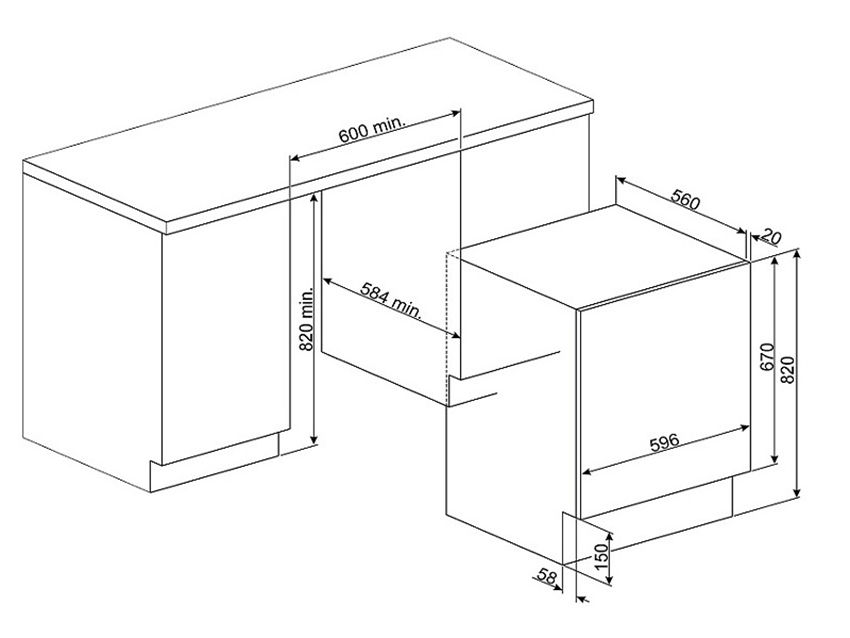 Kích thước Smeg WDI14C7-2 