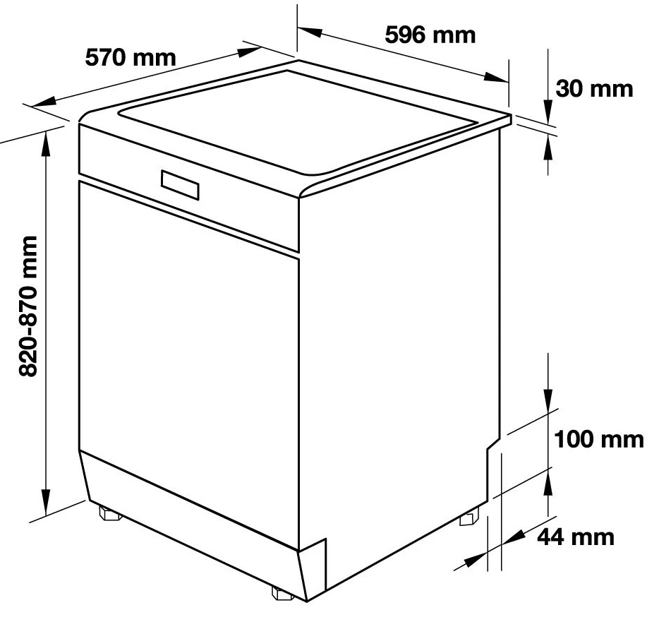 Kích thước Máy rửa chén bát Hafele HDW-F60C
