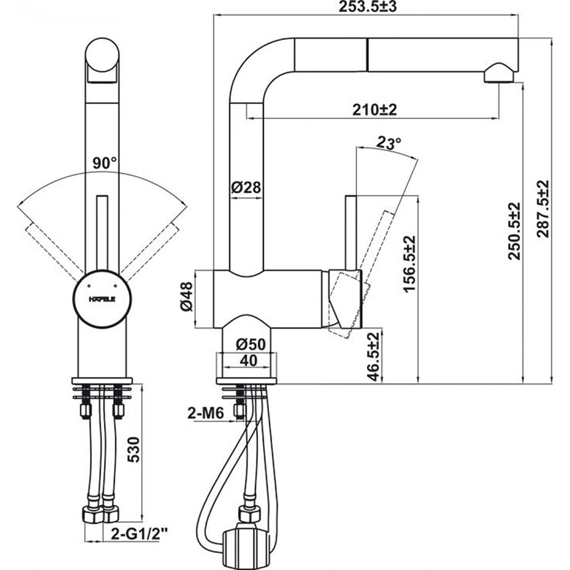 Kích thước Hafele HT21-GH1P250