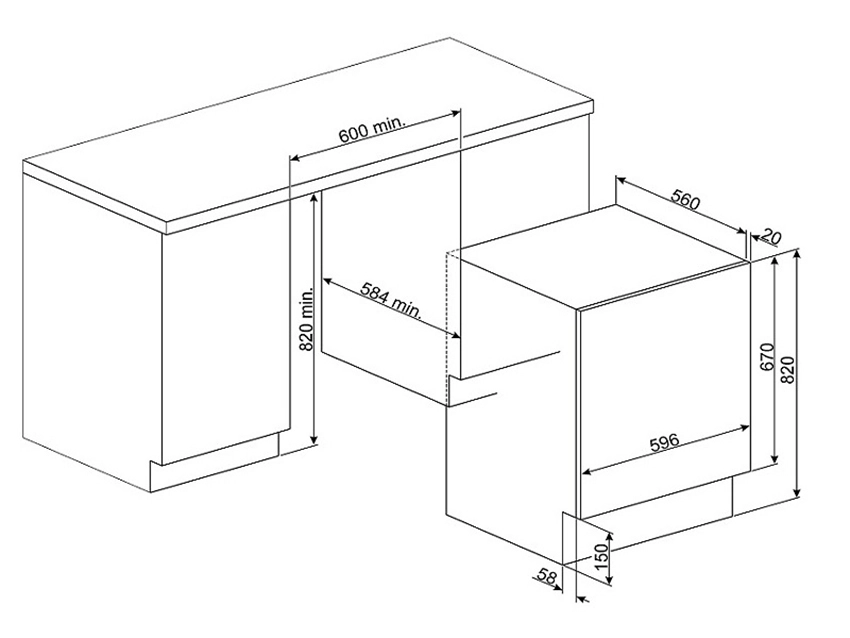 Kích thước Smeg WDI14C7-2 