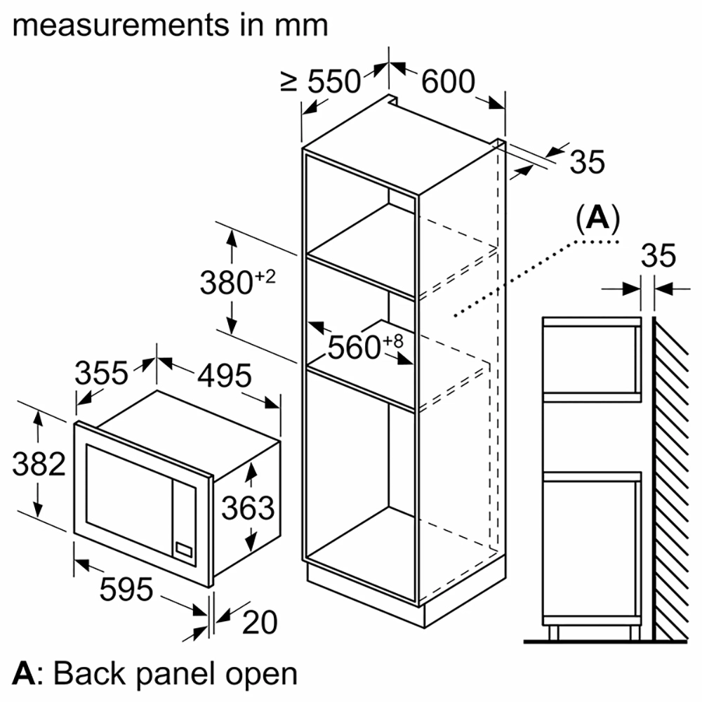 Kích thước lò vi sóng Bosch BEL653MB3